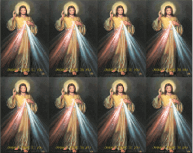 Divine Mercy (English Text) 8-up Prayer Cards