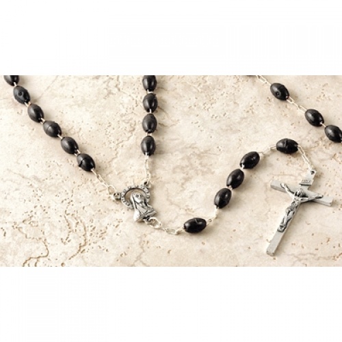 Black Plastic Bead Standard Rosary