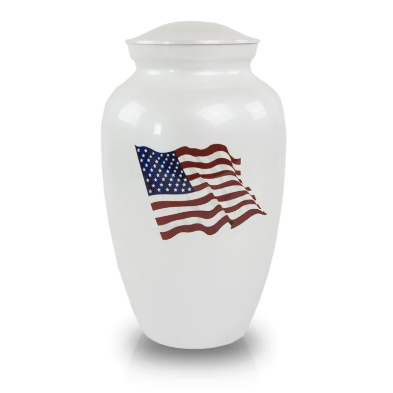 American Flag Brass Urn