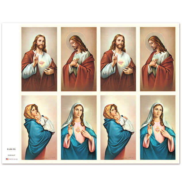 Sacred Heart of Jesus and Mary 8-up Prayer Cards Sacred Heart of Jesus and Mary 8-up Prayer Cards