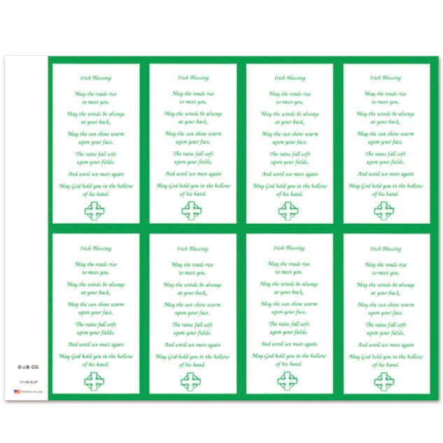 Irish Blessing 8-up Prayer Cards Irish Blessing 8-up Prayer Cards