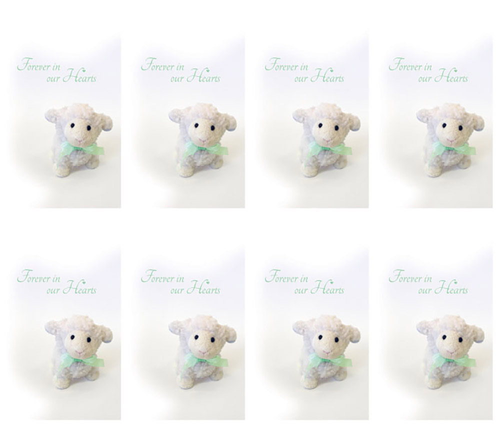Forever In Our Hearts (Lamb) 8-Up Prayer Card