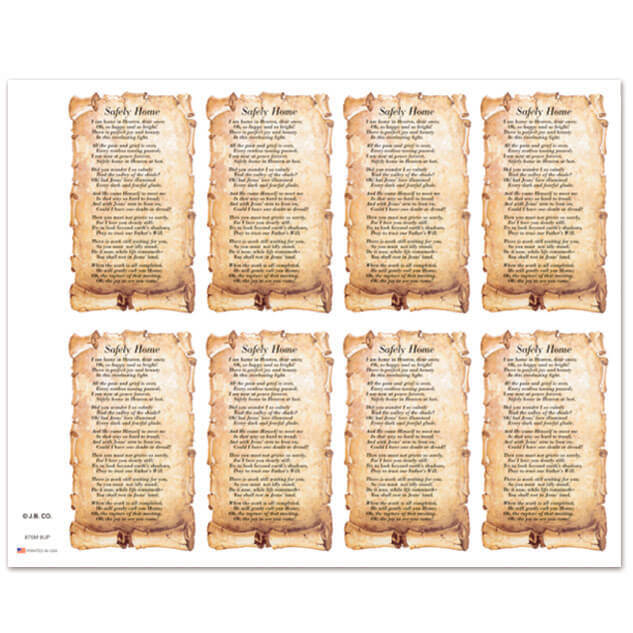 Safely Home 8-up Prayer Cards