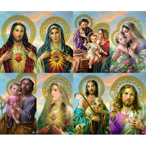 Assorted Saints Caldo Gold Foil Series 8-up Prayer Cards