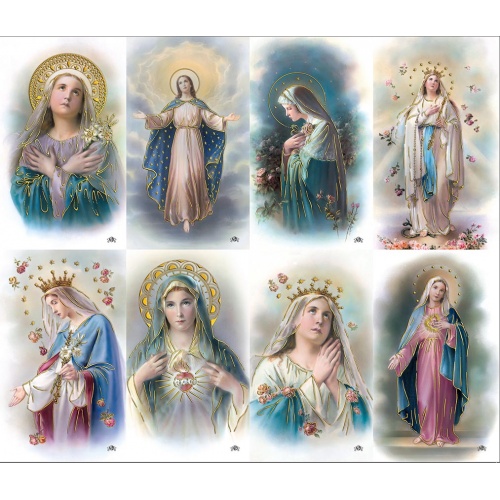 Assorted Mary Caldo Gold Foil Series 8-up Prayer Cards Assorted Mary Caldo Gold Foil Series 8-up Prayer Cards