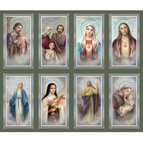 Assorted Saints Caldo Silver Foil Series 8-up Prayer Cards