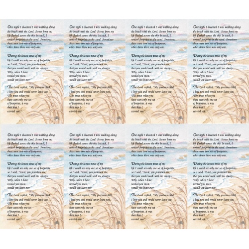 Footprints 8-up Prayer Cards