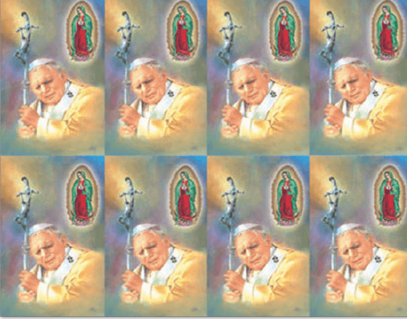 Pope John Paul with Our Lady of Guadalupe 8-up Prayer Cards