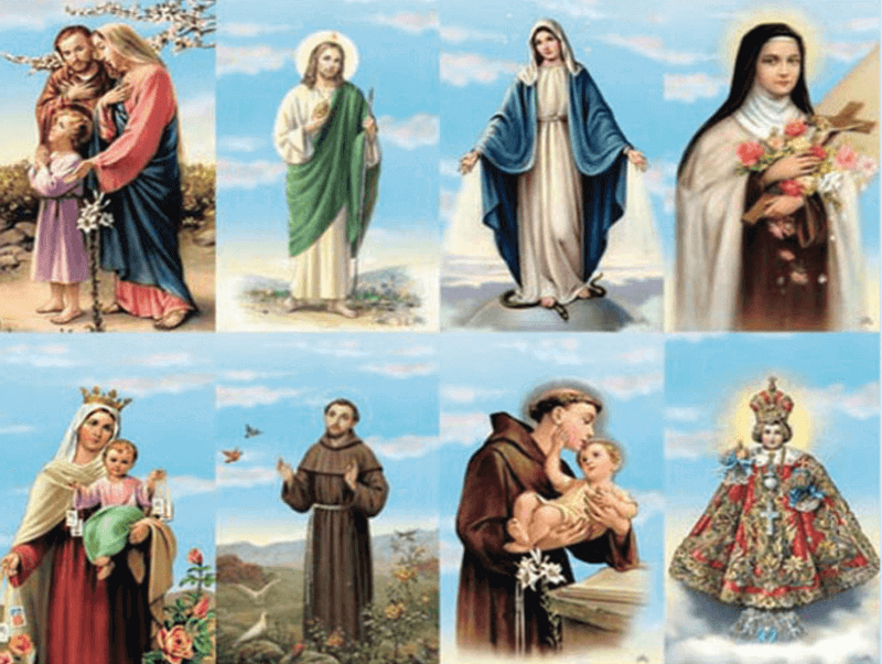 Santos, Assorted Subjects, 8-up Prayer Cards