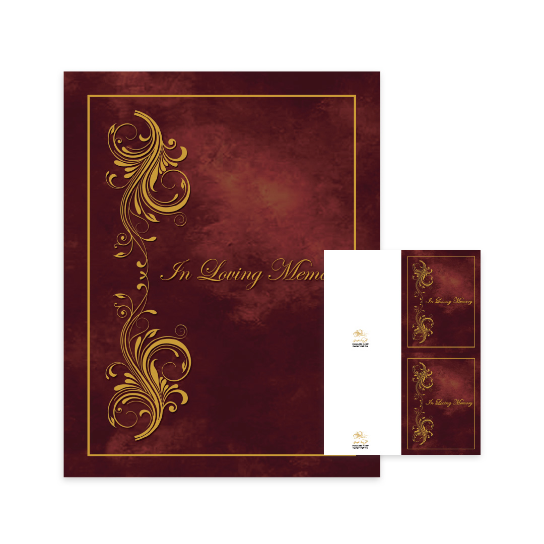 Maroon Elegance - In Loving Memory Memorial Folders
