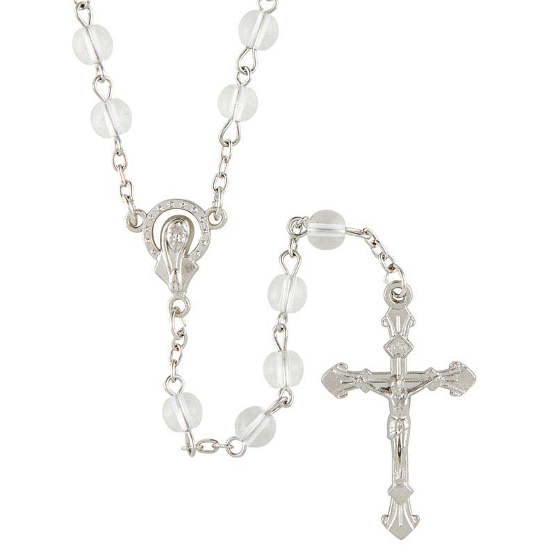 Clear Crystal Glass 6mm Bead Rosary