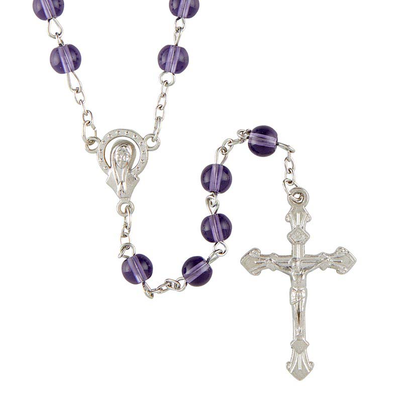 Amethyst Glass 6mm Bead Rosary