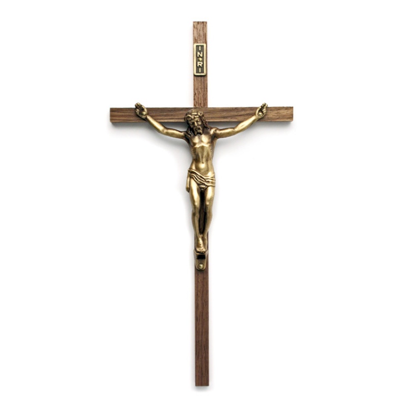 10" Walnut Crucifix with Bronze Corpus