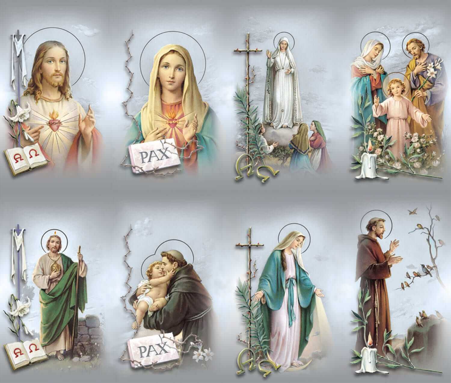 GM-300-A - Silver Stamped Assorted Subjects 8-up Prayer Cards GM-300-A - Silver Stamped Assorted Subjects 8-up Prayer Cards