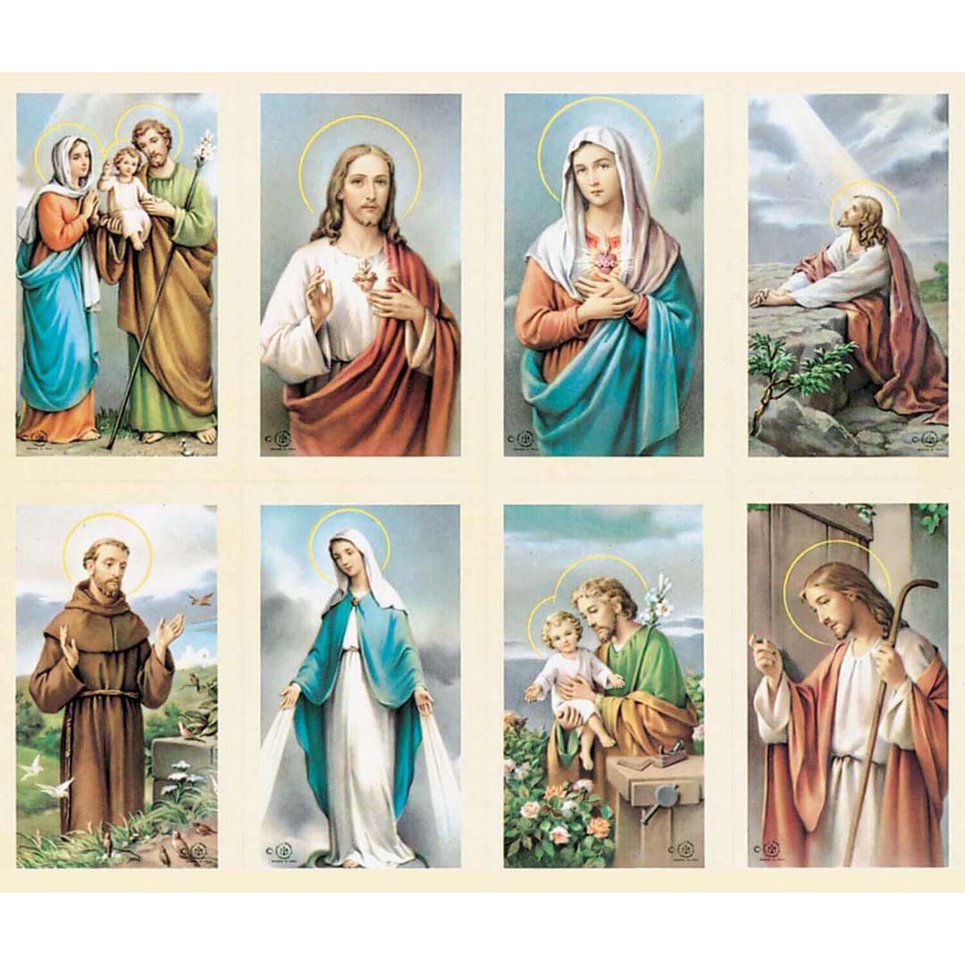 GM-ALPHA - Silver Stamped Assorted Subjects 8-up Prayer Cards GM-ALPHA - Silver Stamped Assorted Subjects 8-up Prayer Cards