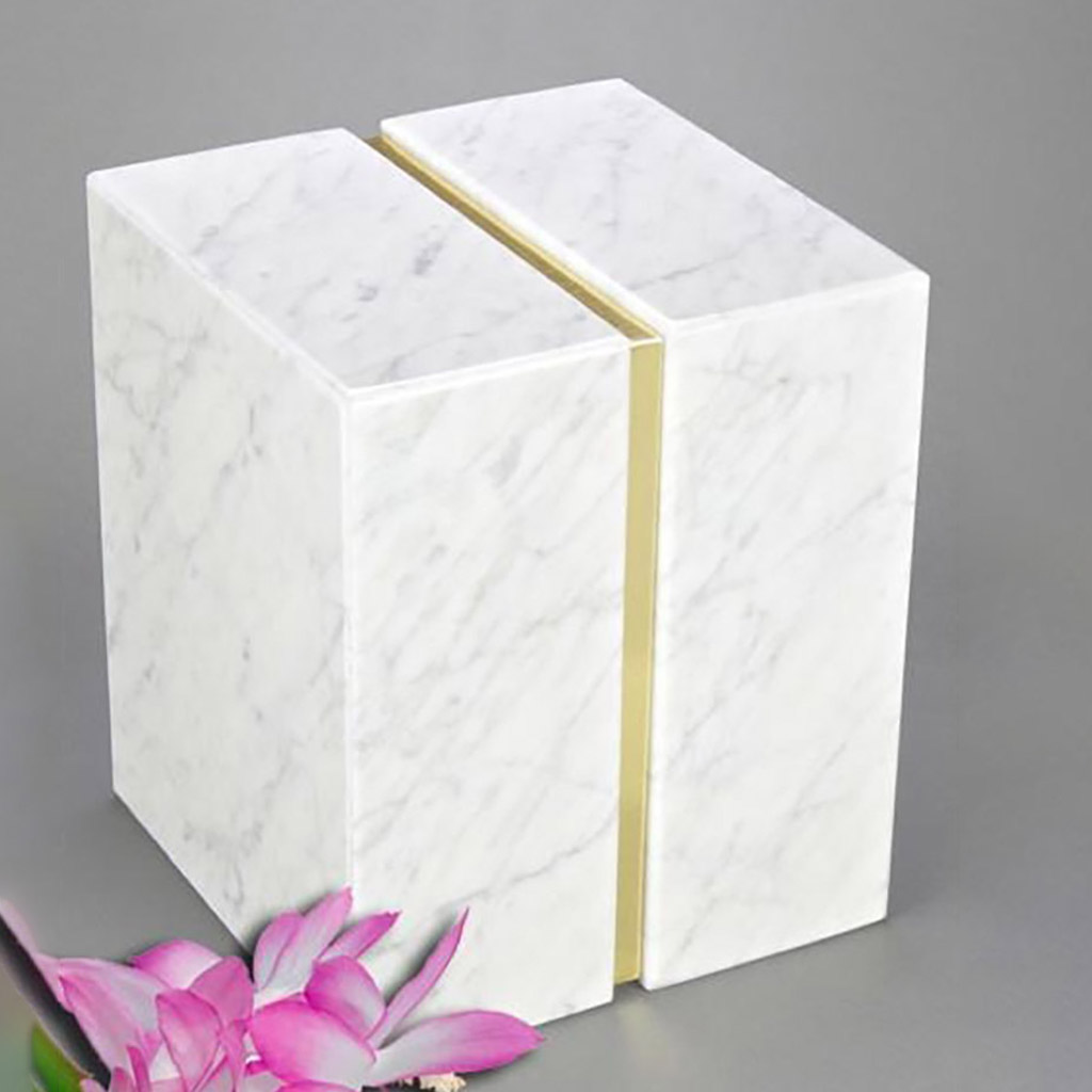White Carrera Natural Marble Companion Urn