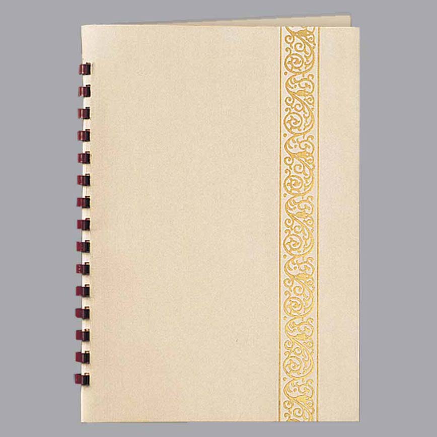 Classic Scroll Register Book - Ivory with Gold Foil, 15 Ring