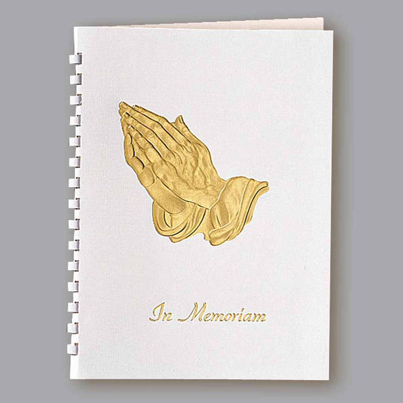 Foil Praying Hands "In Memoriam" 15-Ring Register Book