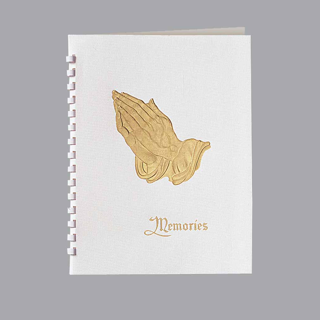 Foil Praying Hands "Memories" 15-Ring Register Book
