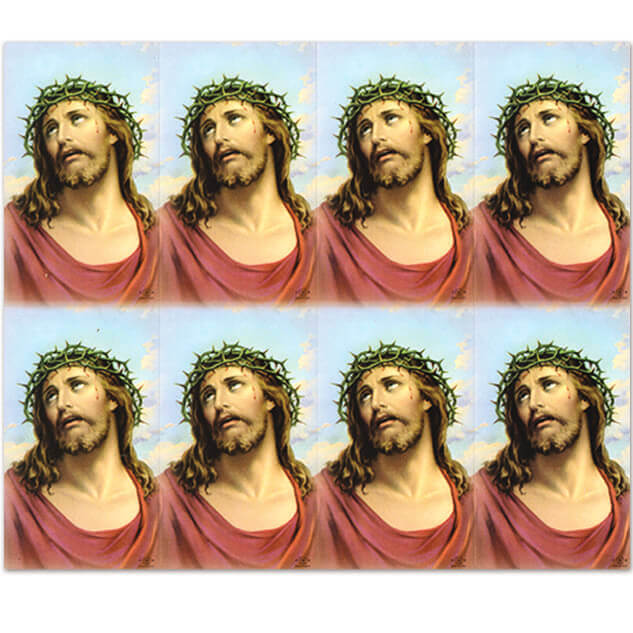 M-101-01 Jesus w/ Crown of Thorns 8-up Prayer Cards