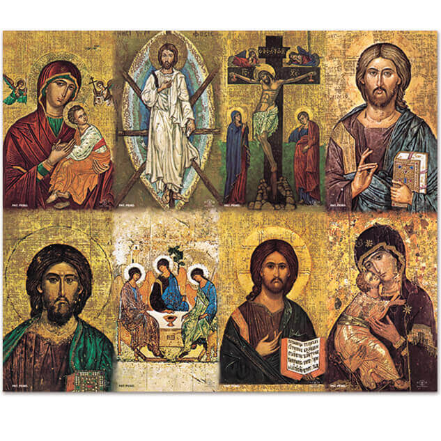 Assorted Orthodox Subjects 8-up Prayer Cards