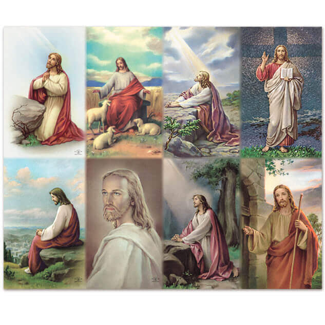 Assorted Pictures of Jesus 8-up Prayer Cards Assorted Pictures of Jesus 8-up Prayer Cards