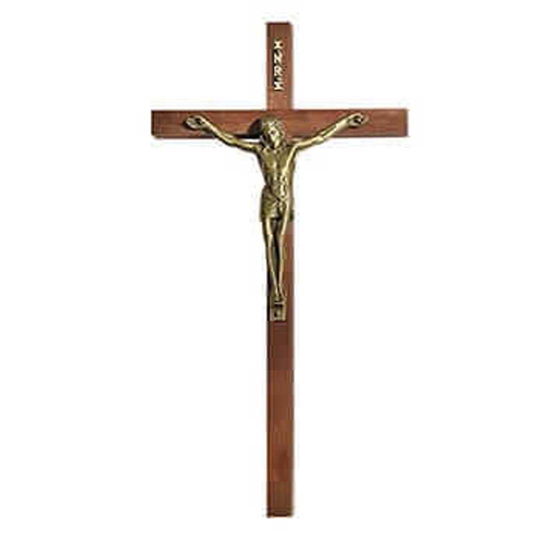 10" Walnut Finish Maple Hardwood Crucifix