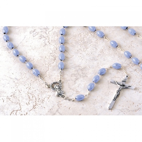 Pale Blue Plastic Bead Standard Rosary