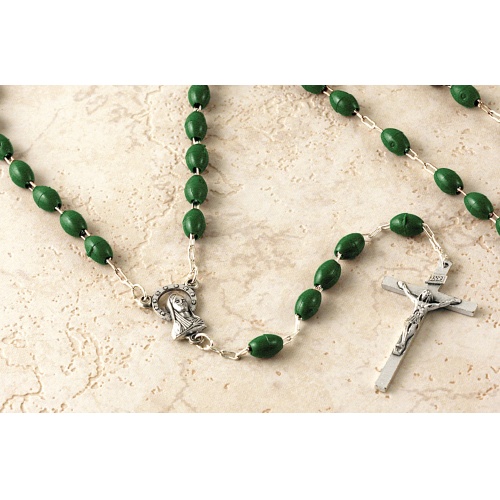 Green Plastic Bead Standard Rosary