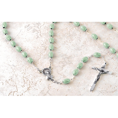Luminous Pale Green Plastic Bead Standard Rosary