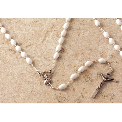 White Plastic Bead Standard Rosary