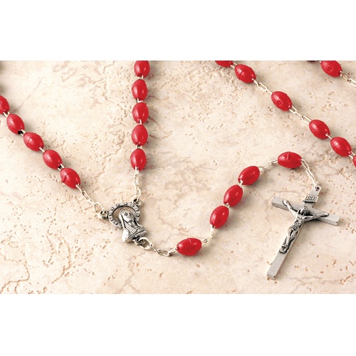 Red Plastic Bead Standard Rosary