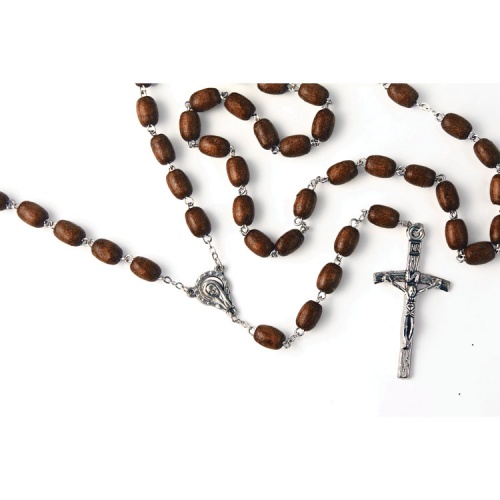 Dark Brown Wood 9mm Bead Deluxe Rosary