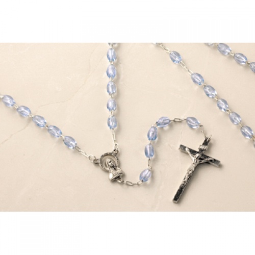 Aqua Plastic 6mm Bead Rosary