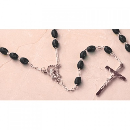 Black Plastic 6mm Bead Rosary