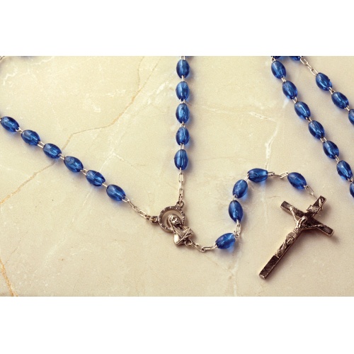 Blue Plastic 6mm Bead Rosary