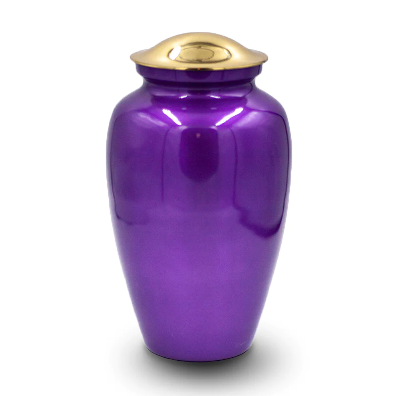 High Gloss Alloy and Brass Urn - Purple