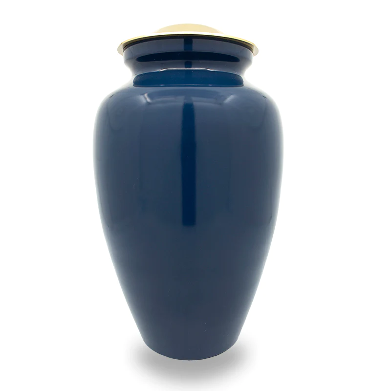 High Gloss Alloy and Brass Urn - Navy