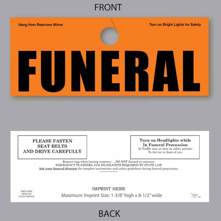 Auto Hanger Funeral Tag Auto Hanger Funeral Tag