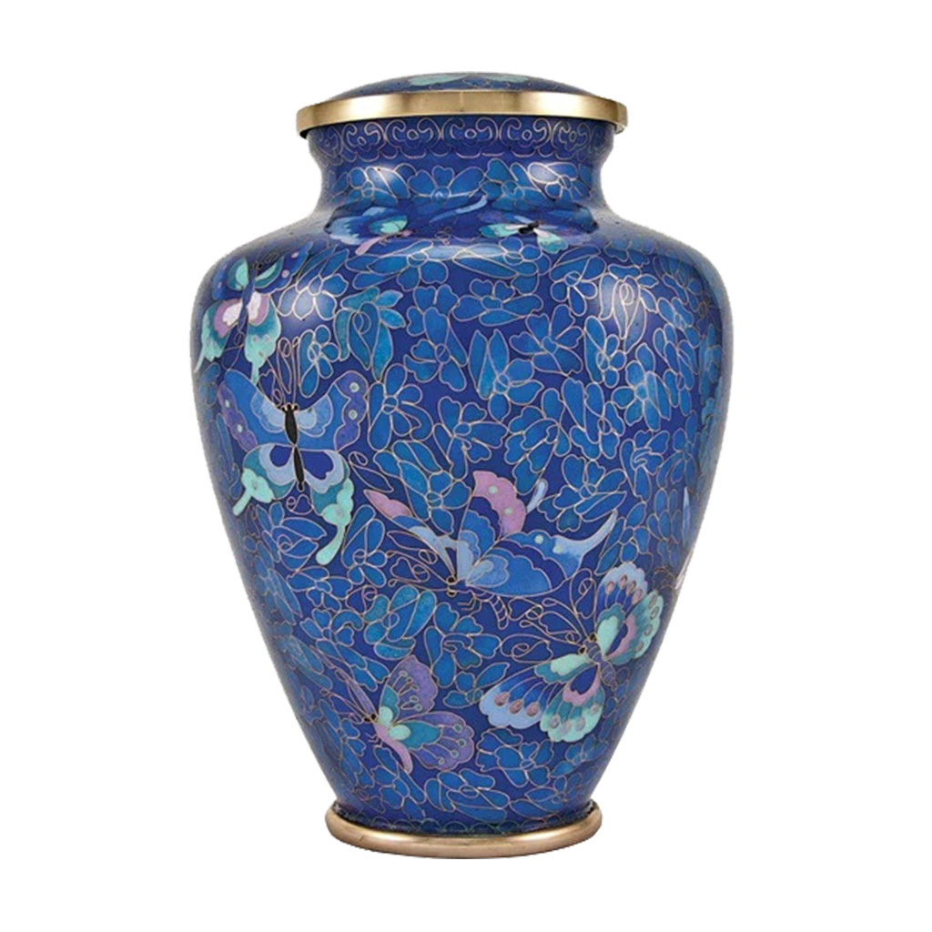 Nouveau Butterfly Cloisonne Urn
