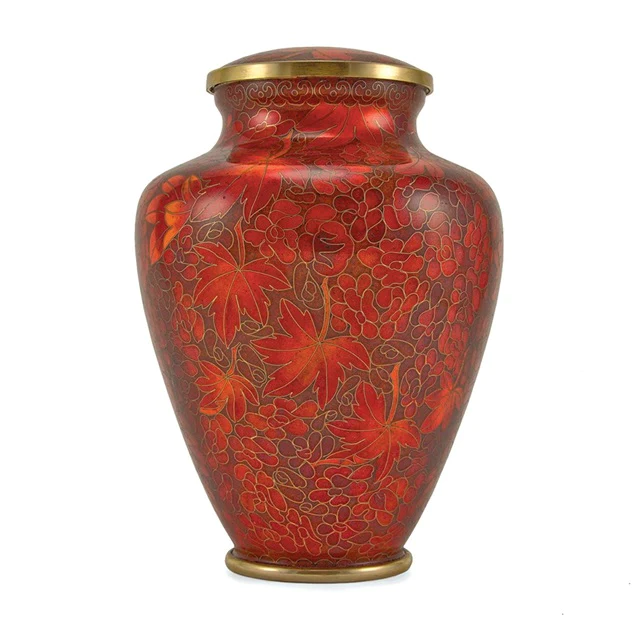 Auburn Leaves Cloisonne Urn