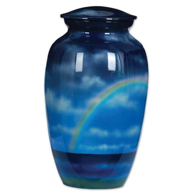 Hand Painted Rainbow Metal Urn
