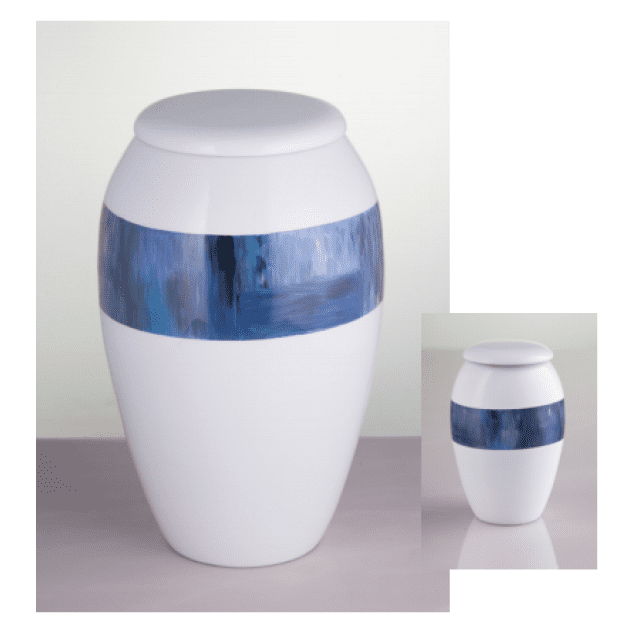 Blue Modern Hand Painted Rings Urn