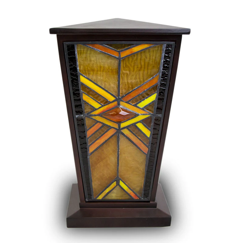Amber Mission Style Stained Glass Urn