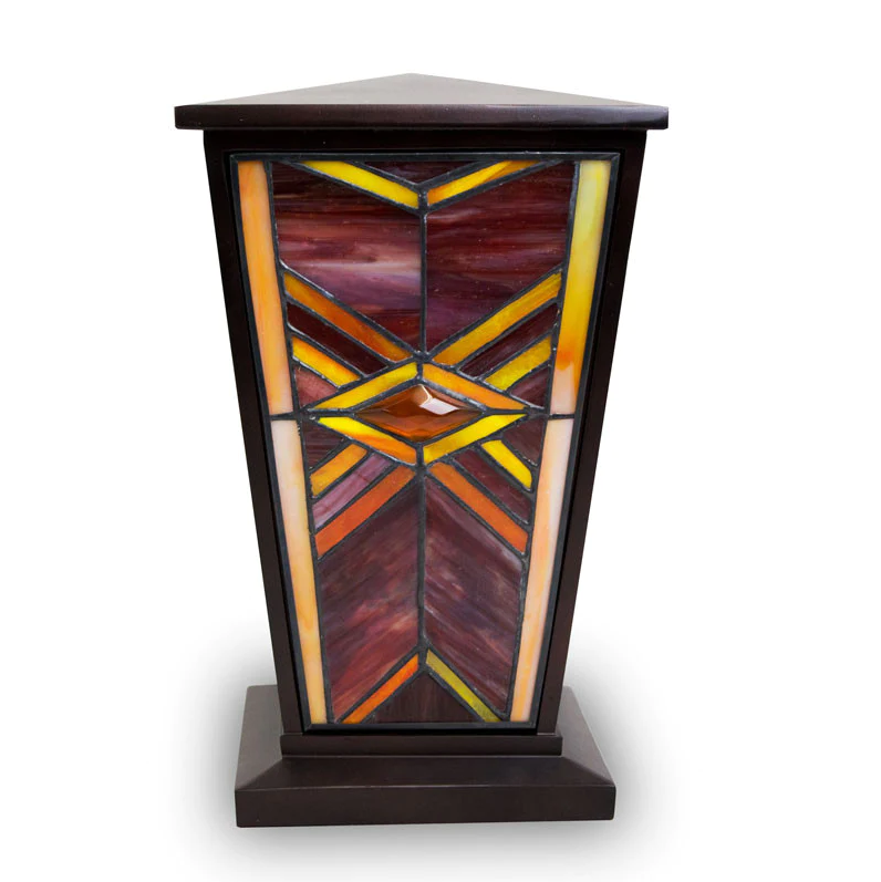 Ruby Mission Style Stained Glass Urn