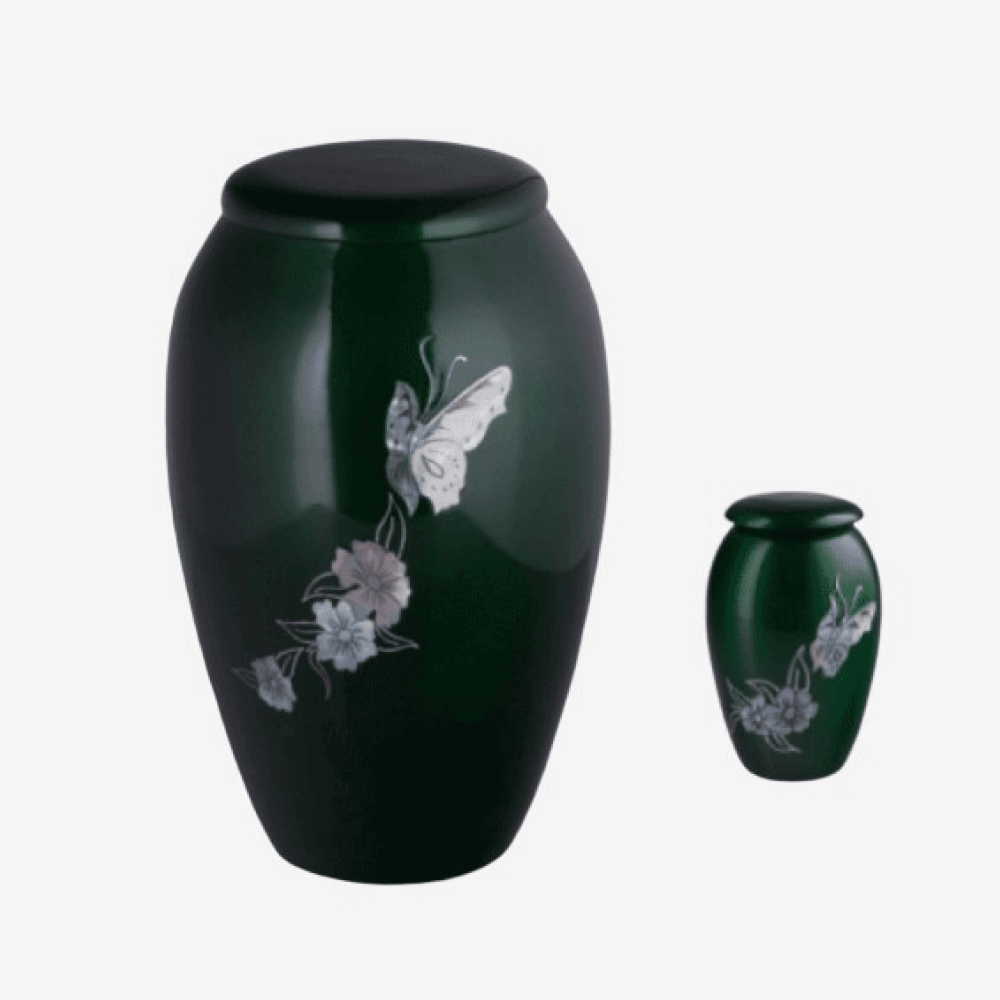 Green Mother of Pearl Butterfly Remembrance Urn