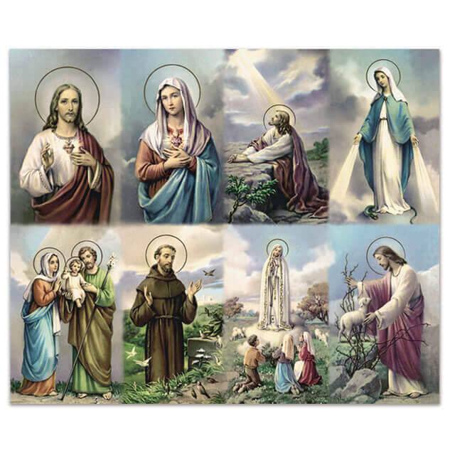 M-100-B, 100-Series Assorted Subjects 8-up Prayer Cards