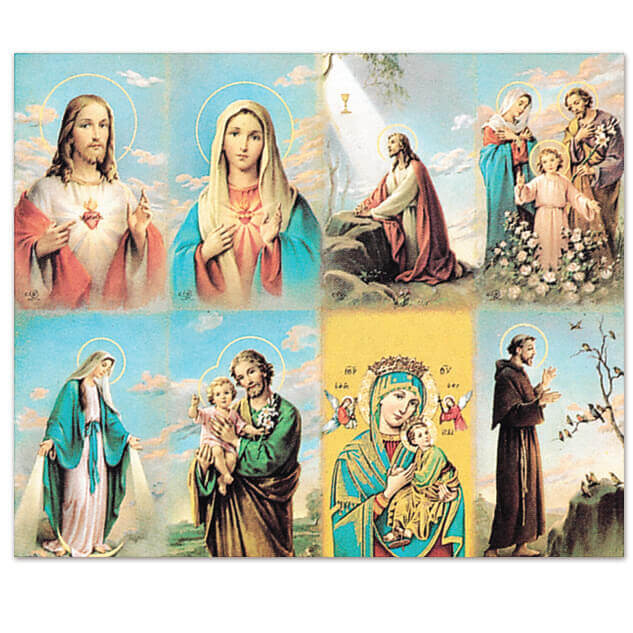 M-101, 101-Series Assorted Subjects 8-up Prayer Cards M-101, 101-Series Assorted Subjects 8-up Prayer Cards