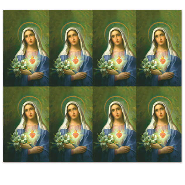 M-121 Immaculate Heart of Mary 8-up Prayer Cards M-121 Immaculate Heart of Mary 8-up Prayer Cards