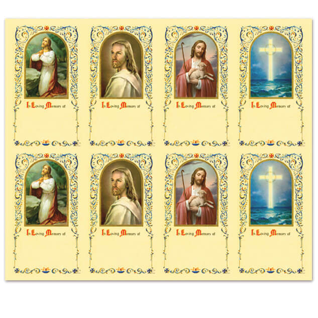 M-170, Assorted Subjects - Jesus - 8-up Prayer Cards M-170, Assorted Subjects - Jesus - 8-up Prayer Cards